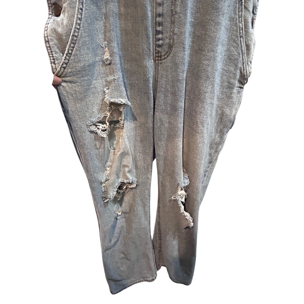 Wild Fable Denim‎ Overalls Women Medium Gray Good Distressed Relaxed Fit - Picture 4 of 7